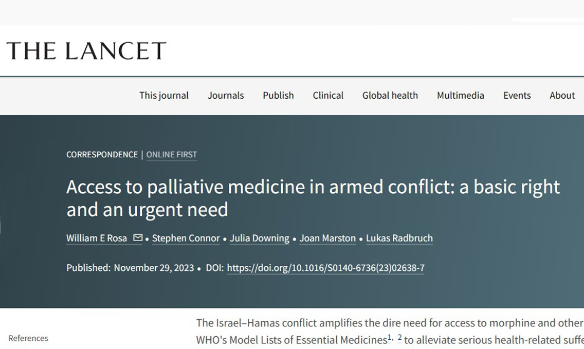 Call for access to palliative medicine in armed conflict published in ...